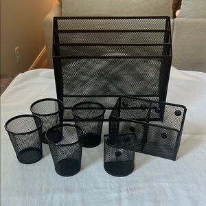Black Mesh Desk Organizer Set